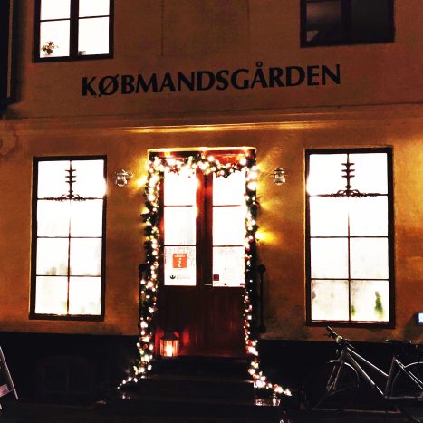 Butiksdør med juleranke